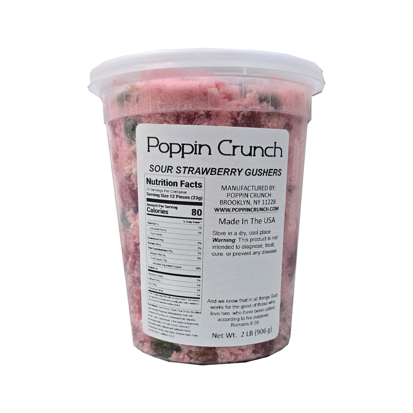 Poppin Crunch Strawberry Gushers Candy Snacks 1 - 2 LBS - Choice of Sweet or Sour Bonbon Candies Corn Sugar