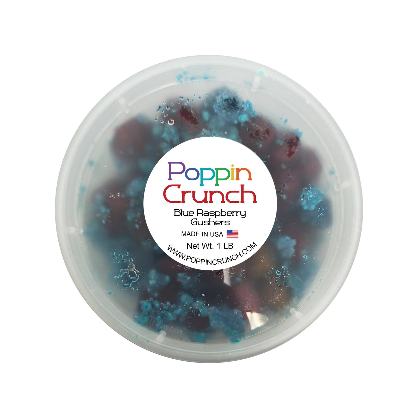 Poppin Crunch Blue Raspberry Gushers Candy Snacks 1 - 2 LBS - Choice of Sweet or Sour Bonbon Candies Corn Sugar