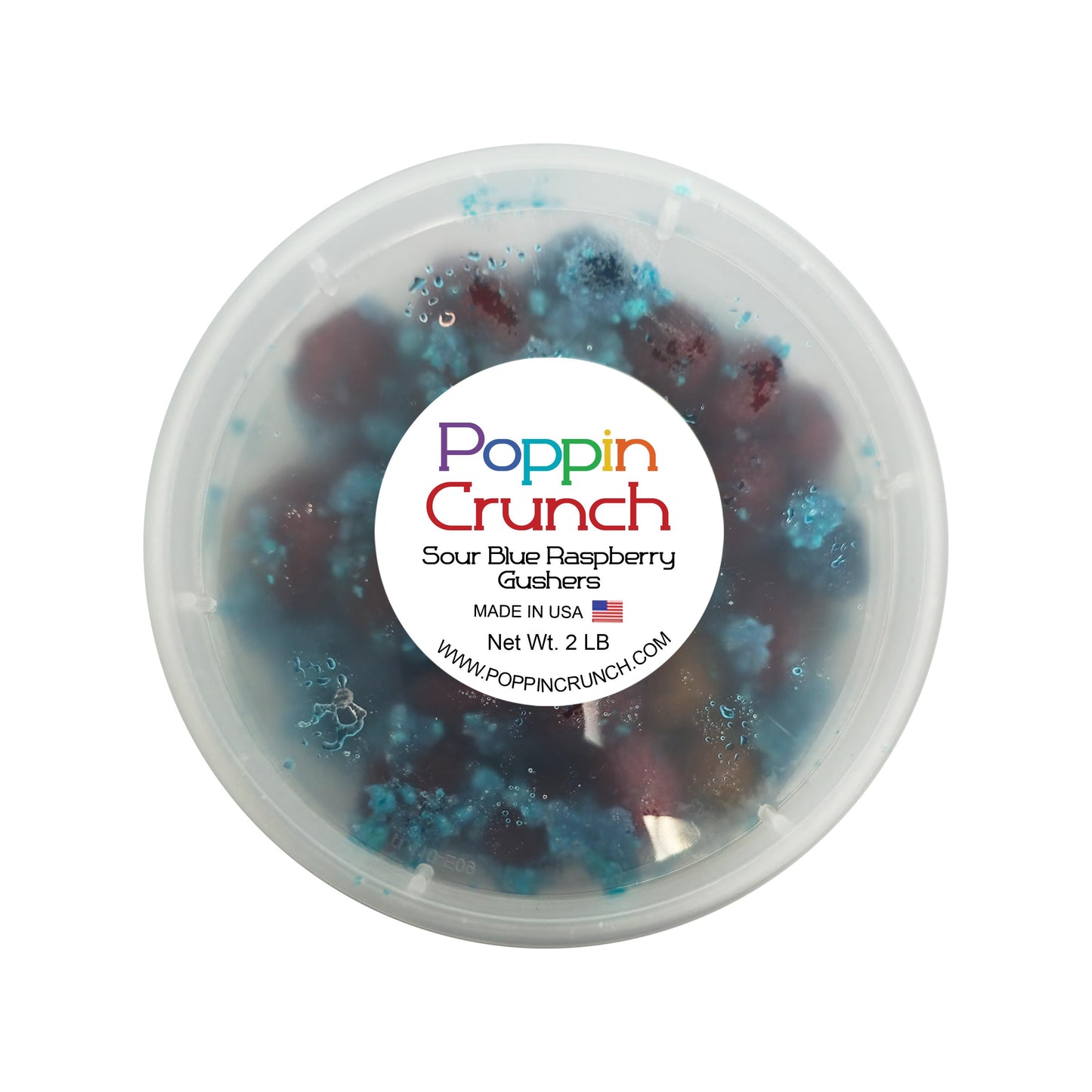 Poppin Crunch Blue Raspberry Gushers Candy Snacks 1 - 2 LBS - Choice of Sweet or Sour Bonbon Candies Corn Sugar