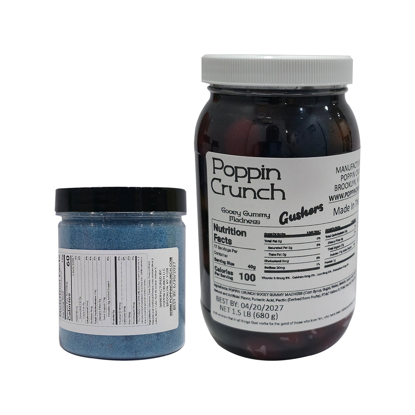 Poppin Crunch 1.5 LB Gooey Gummy Gusher Madness Bundle Gummy Gushers Soaked In Gooey Liquid Candy - 40 Flavor Options