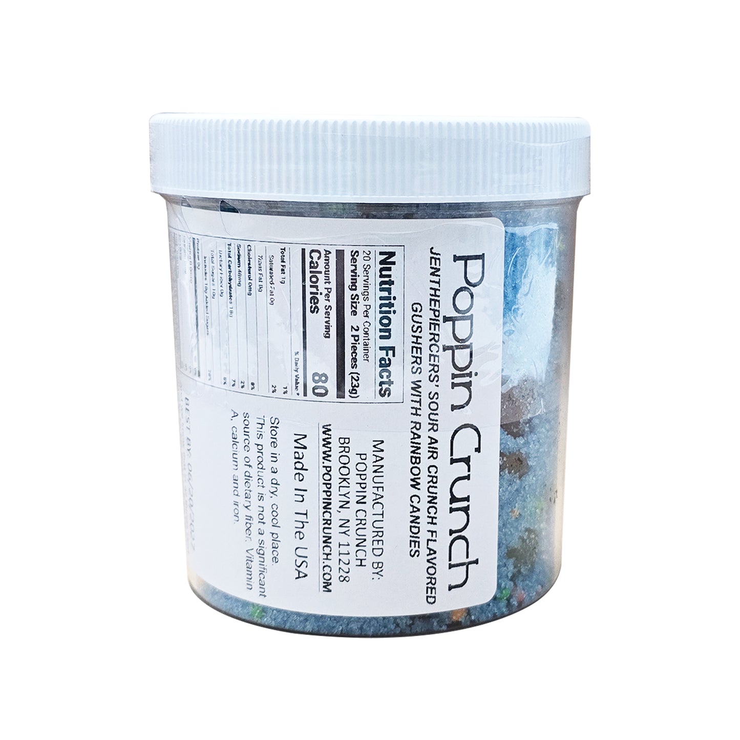 Poppin Crunch & Jenthepiercer's Collab Blue Raspberry Air Crunch Flavored Gushers Candy Made With Rainbow Crunchy Candies Sour or Sweet Options Available in 3 Sizes