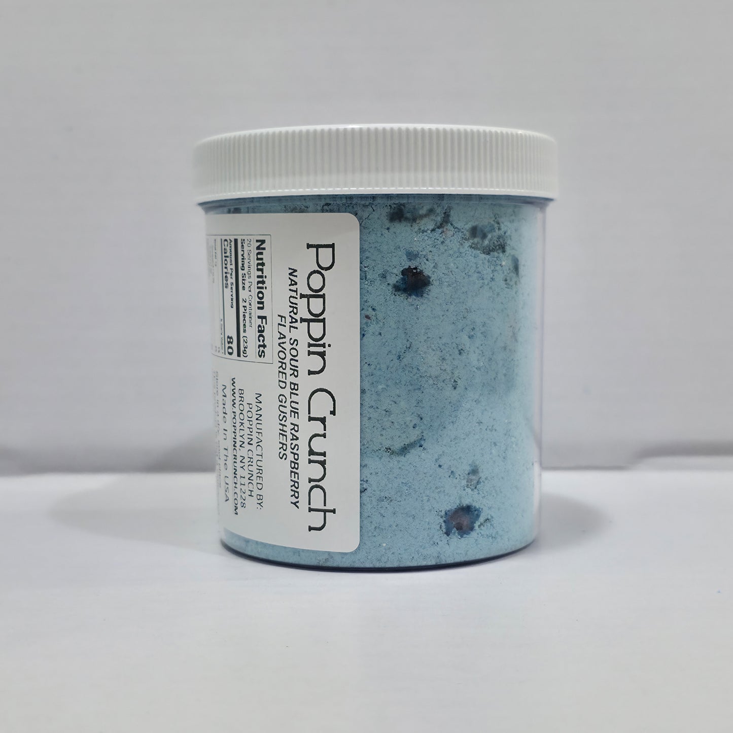 Poppin Crunch Natural Blue Raspberry Flavor Coated Gushers Available in Sweet or Sour - 8 oz - 2 LBs