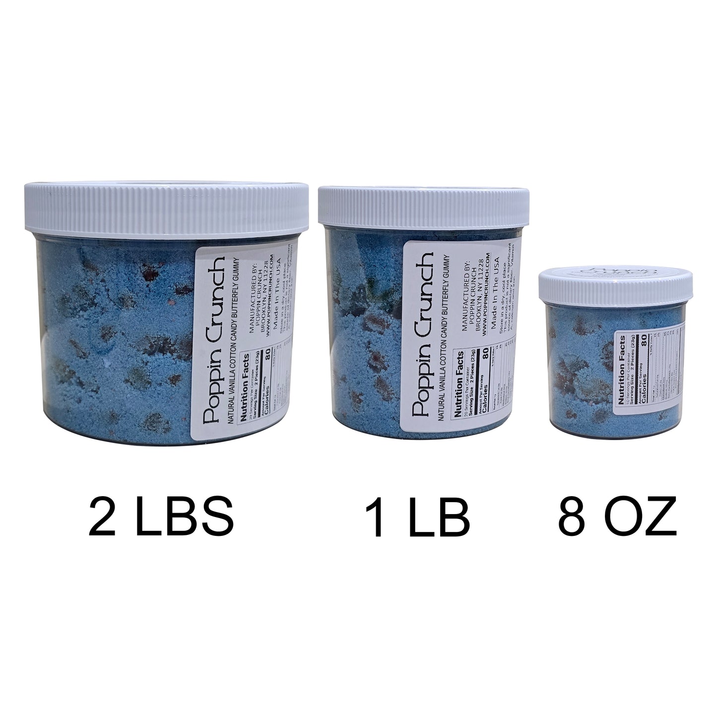Poppin Crunch Natural Vanilla Cotton Candy Coated Butterfly Gummies