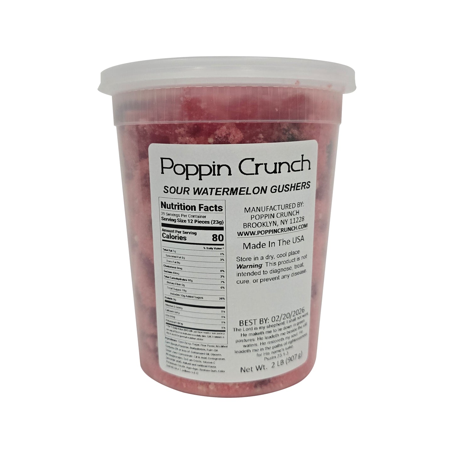 Poppin Crunch Watermelon Gushers Candy Snacks 1 - 2 LBS - Choice of Sweet or Sour Bonbon Candies Corn Sugar