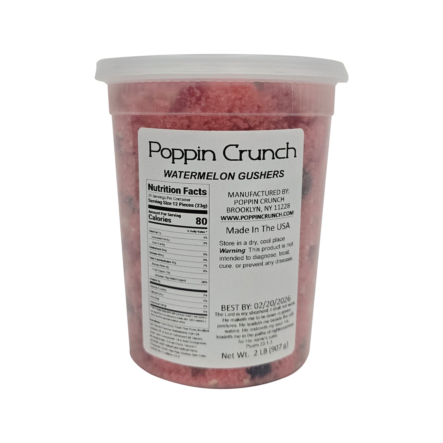 Poppin Crunch Watermelon Gushers Candy Snacks 1 - 2 LBS - Choice of Sweet or Sour Bonbon Candies Corn Sugar