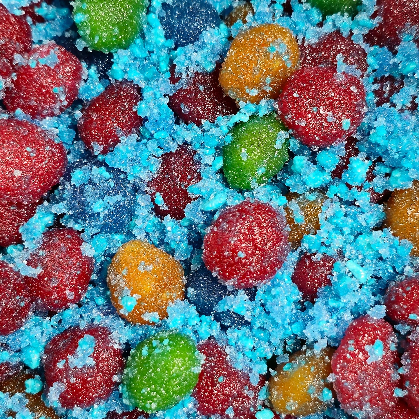 Poppin Crunch Blue Raspberry Gushers Candy Snacks 1 - 2 LBS - Choice of Sweet or Sour Bonbon Candies Corn Sugar