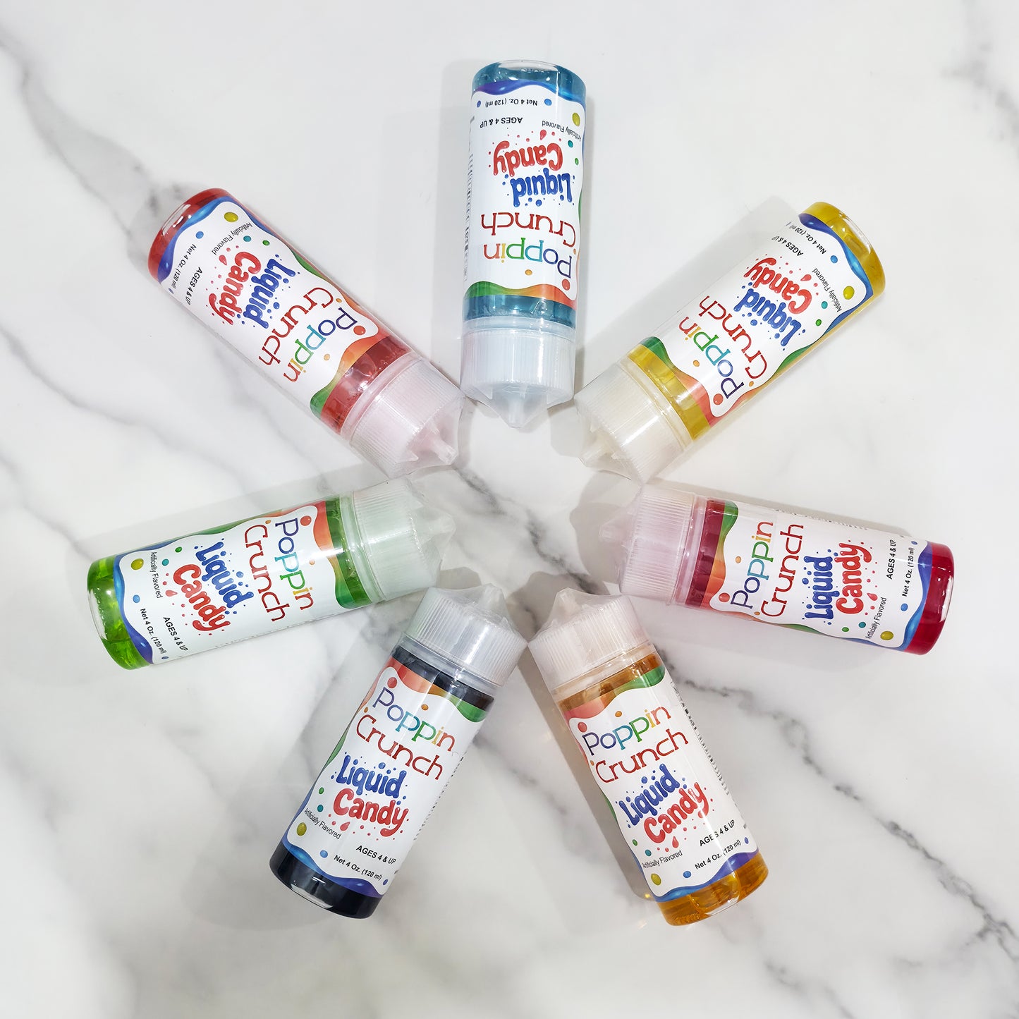 Poppin Crunch 120ml Liquid Candy - Option of sweet or sour - 42 Flavor Options