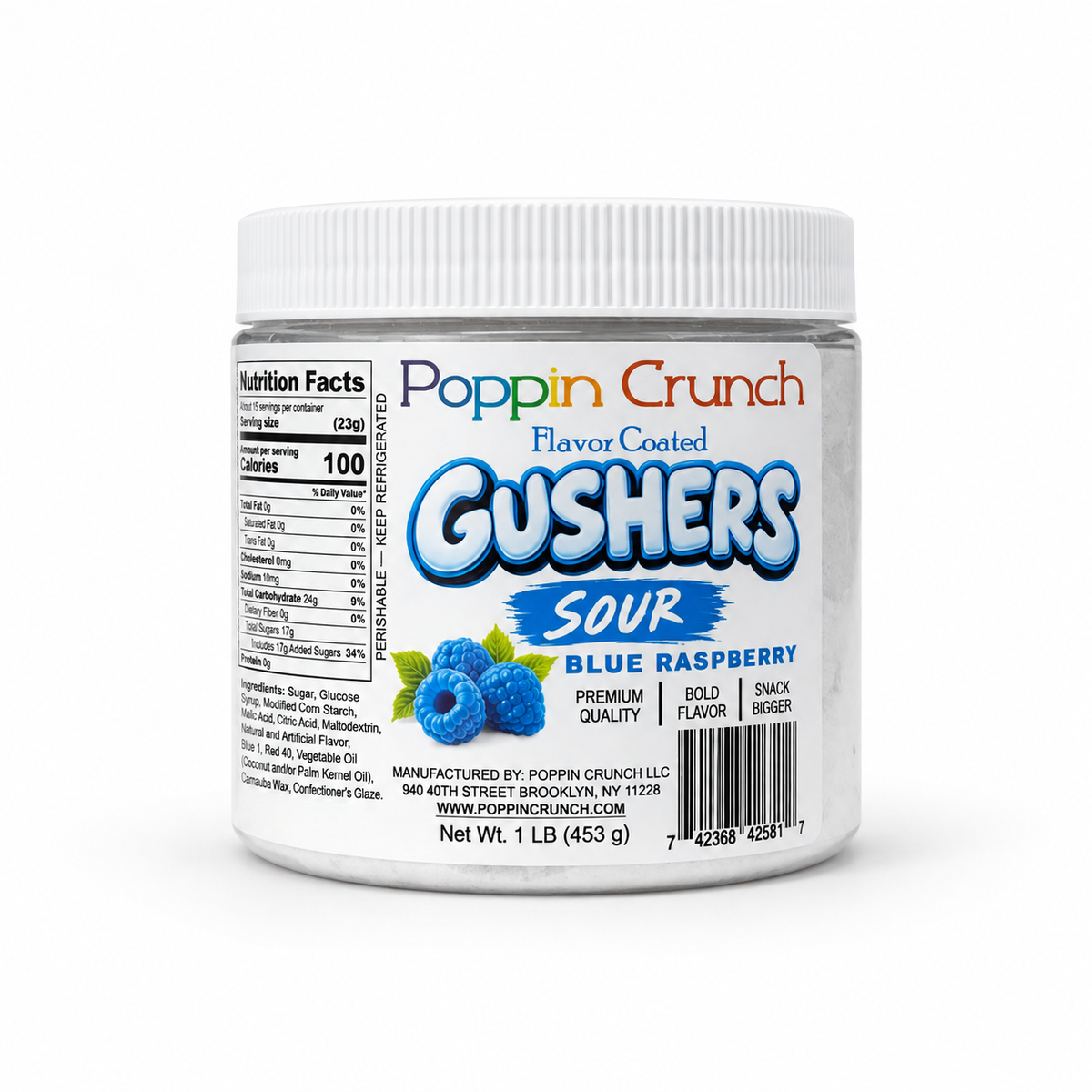 Poppin Crunch 1 LB Flavor-Coated Gushers – Intense Sweet & Sour Candy, Multiple Flavors