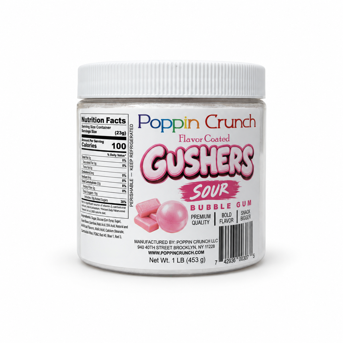 Poppin Crunch 1 LB Flavor-Coated Gushers – Intense Sweet & Sour Candy, Multiple Flavors