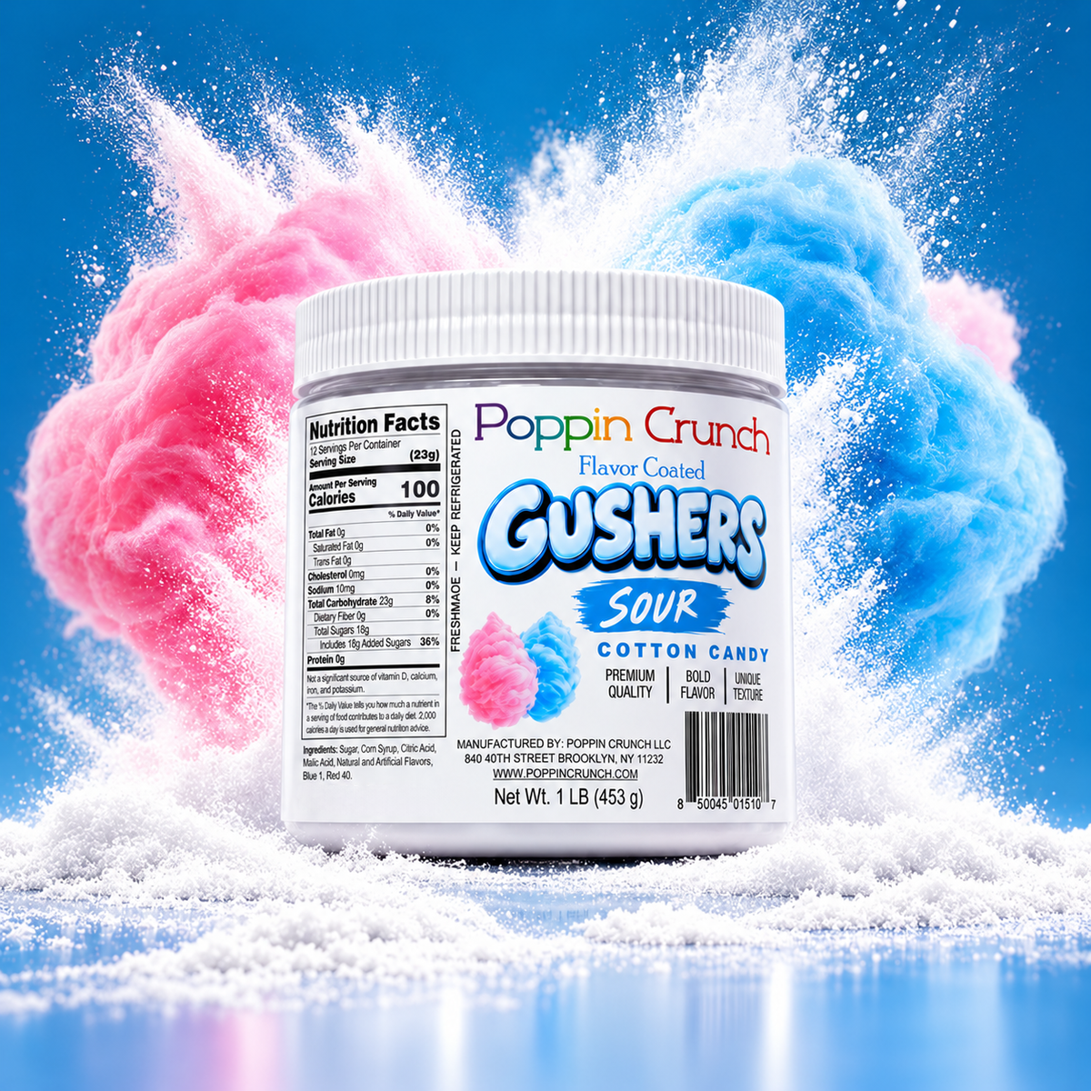 Poppin Crunch 1 LB Flavor-Coated Gushers – Intense Sweet & Sour Candy, Multiple Flavors