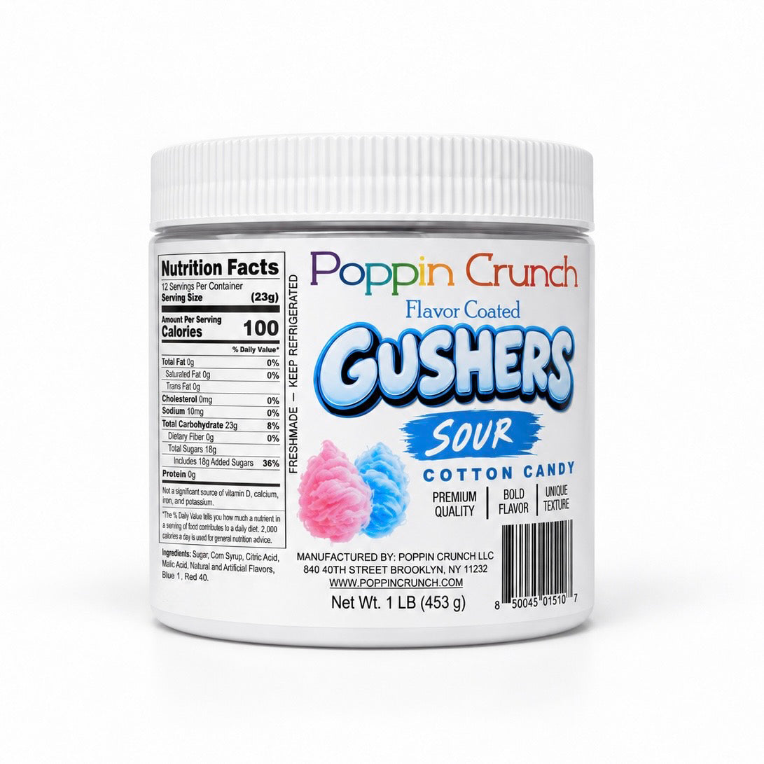 Poppin Crunch 1 LB Flavor-Coated Gushers – Intense Sweet & Sour Candy, Multiple Flavors