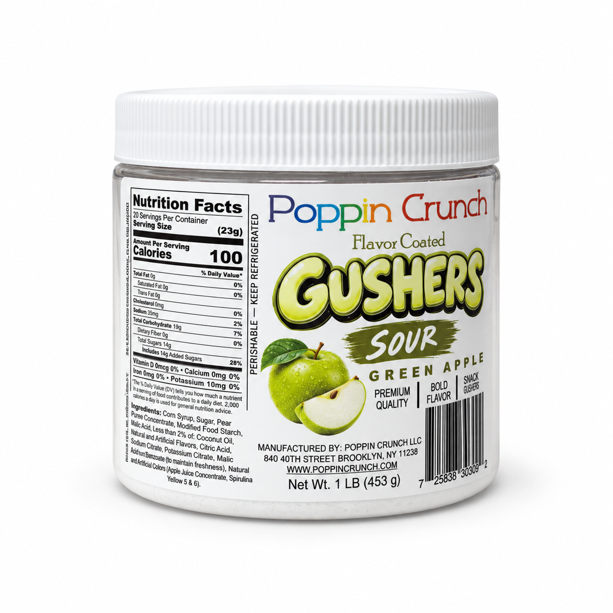 Poppin Crunch 1 LB Flavor-Coated Gushers – Intense Sweet & Sour Candy, Multiple Flavors
