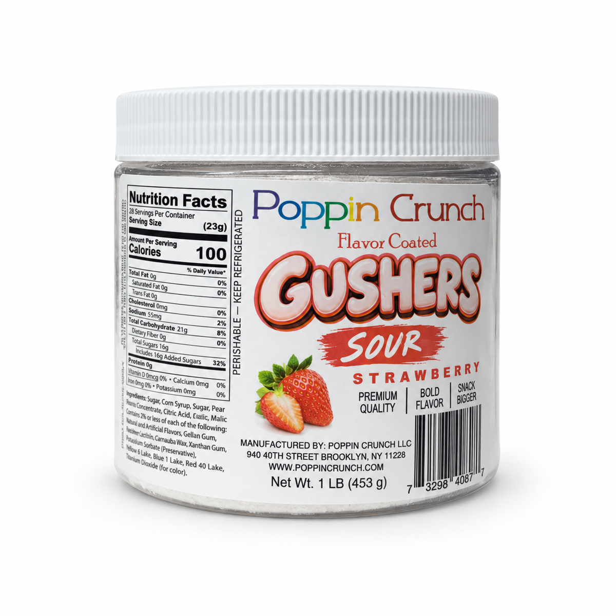 Poppin Crunch 1 LB Flavor-Coated Gushers – Intense Sweet & Sour Candy, Multiple Flavors