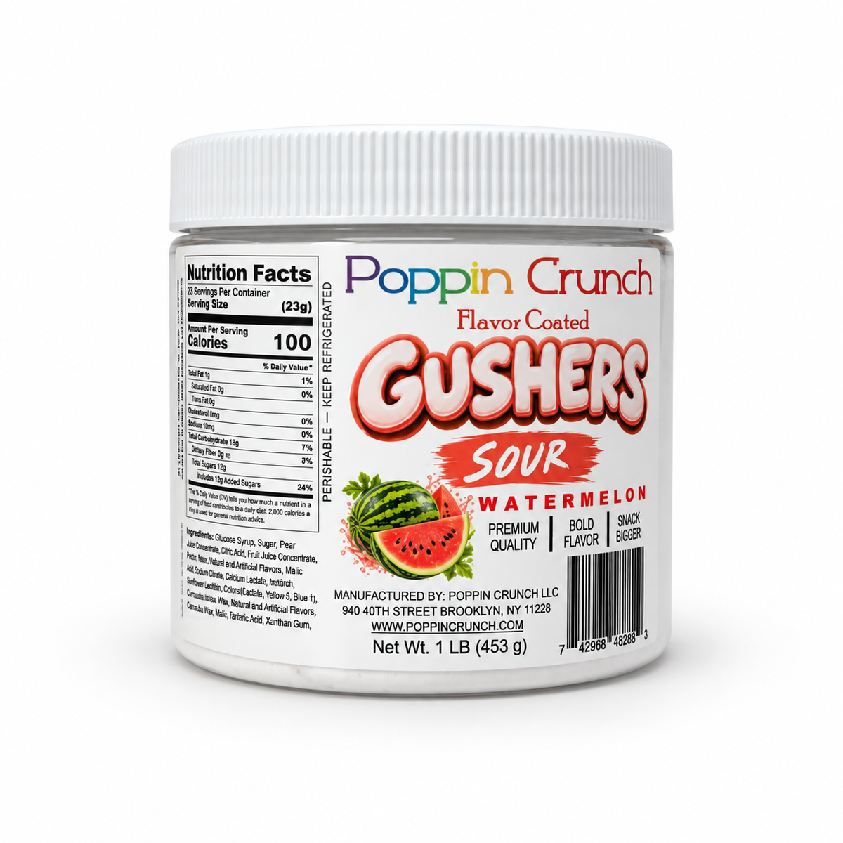 Poppin Crunch 1 LB Flavor-Coated Gushers – Intense Sweet & Sour Candy, Multiple Flavors