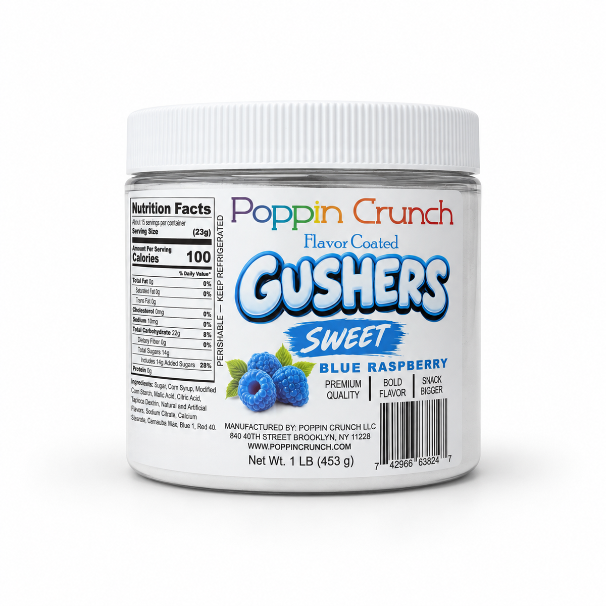 Poppin Crunch 1 LB Flavor-Coated Gushers – Intense Sweet & Sour Candy, Multiple Flavors