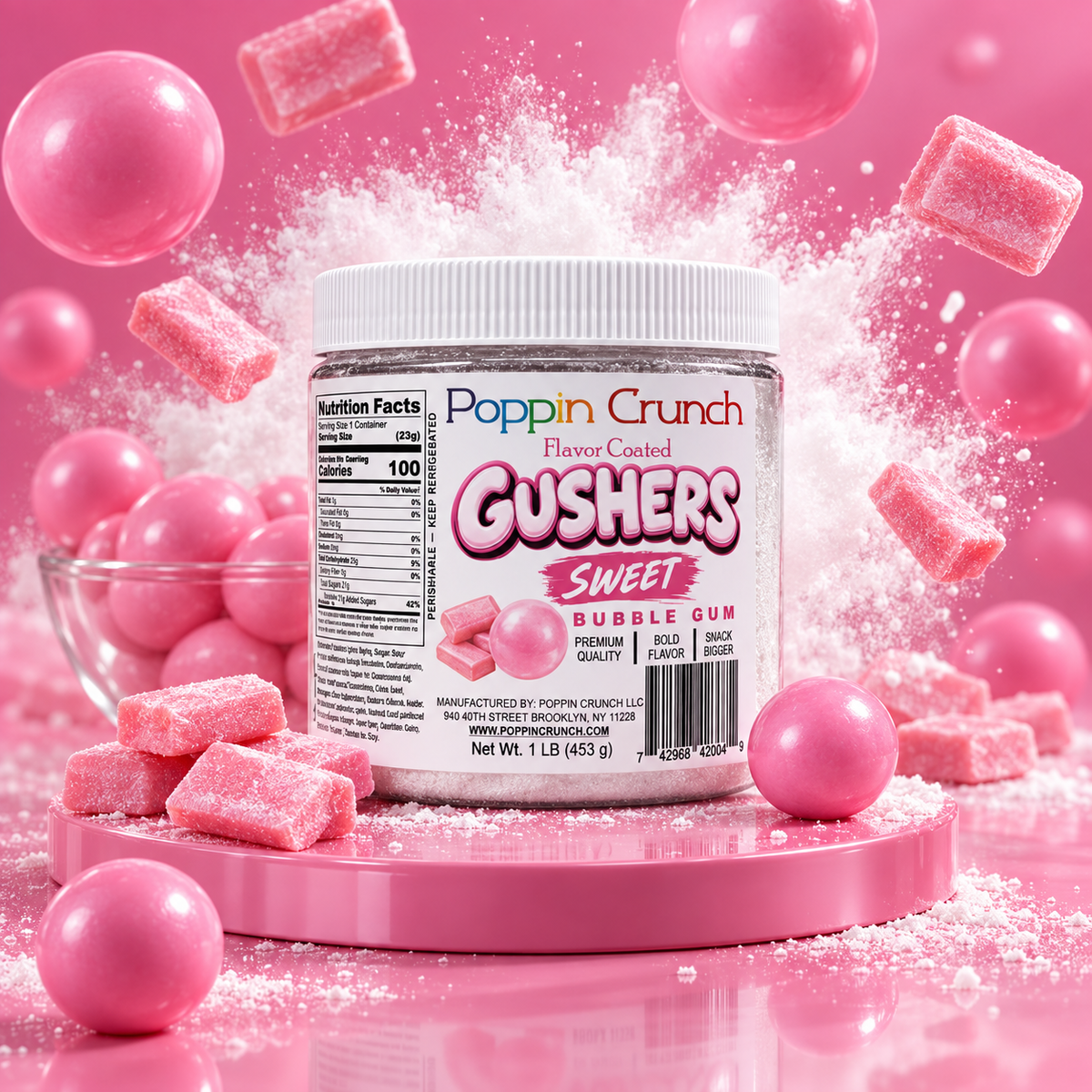 Poppin Crunch 1 LB Flavor-Coated Gushers – Intense Sweet & Sour Candy, Multiple Flavors