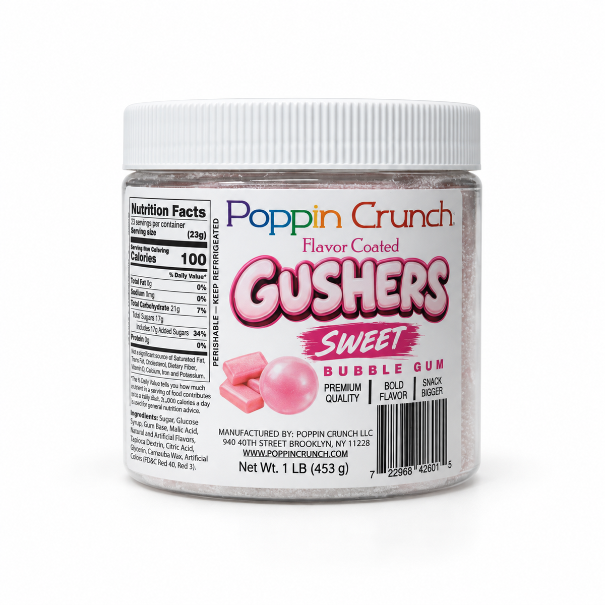 Poppin Crunch 1 LB Flavor-Coated Gushers – Intense Sweet & Sour Candy, Multiple Flavors