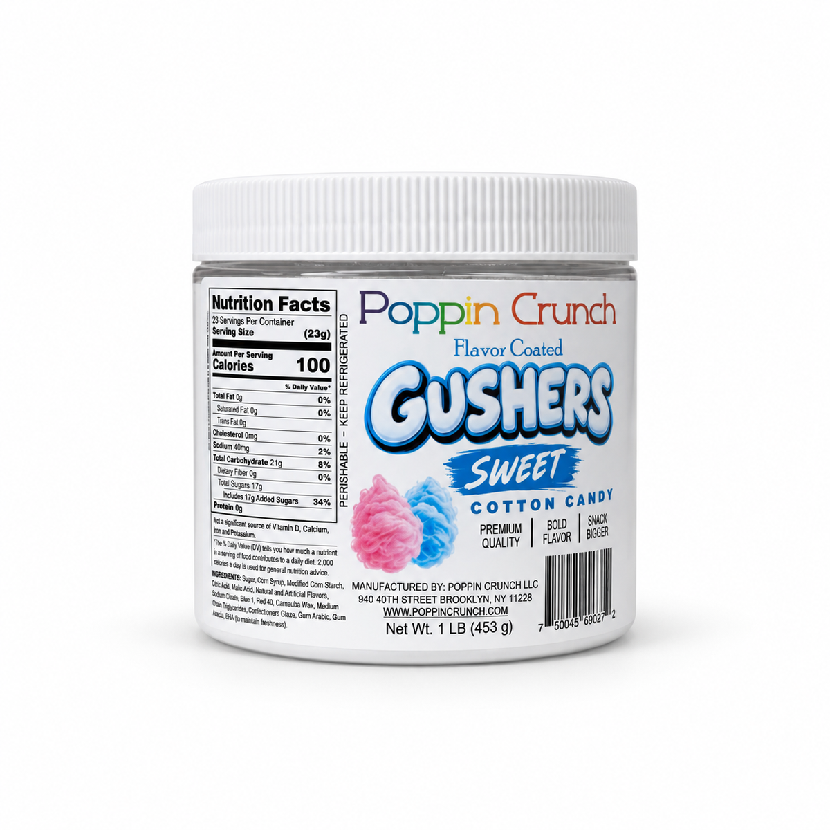 Poppin Crunch 1 LB Flavor-Coated Gushers – Intense Sweet & Sour Candy, Multiple Flavors