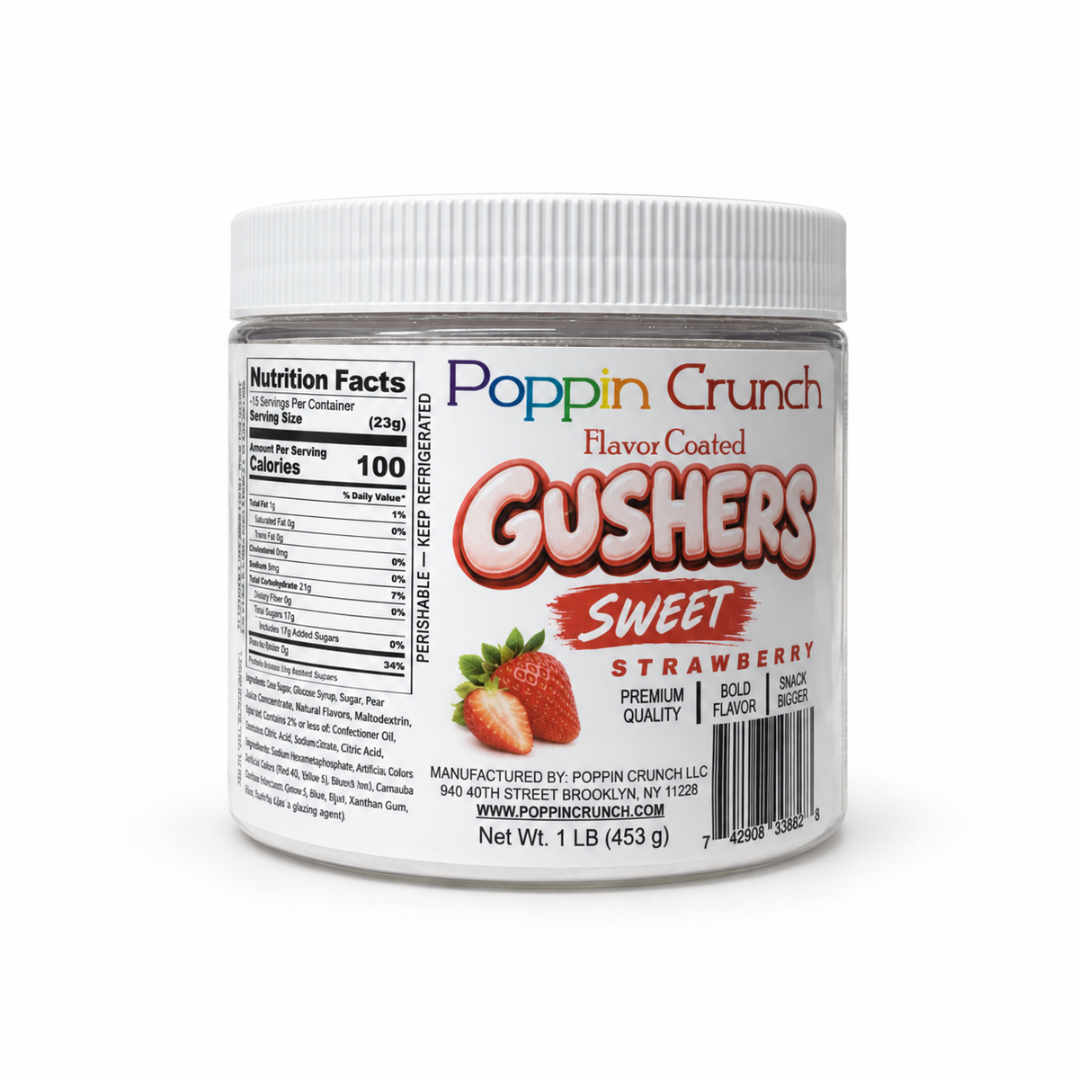 Poppin Crunch 1 LB Flavor-Coated Gushers – Intense Sweet & Sour Candy, Multiple Flavors