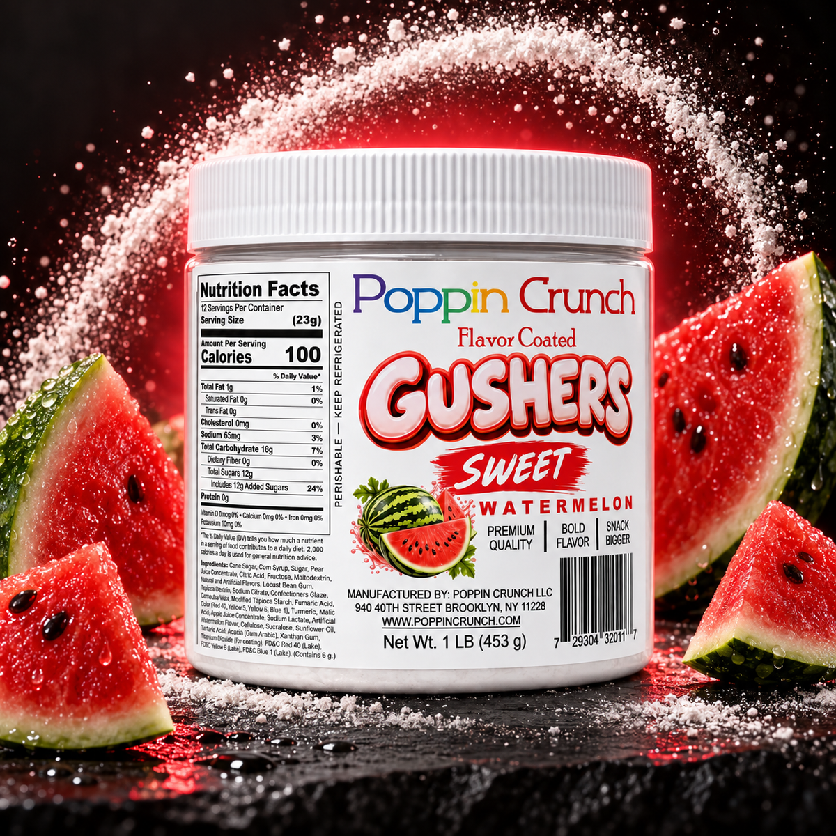 Poppin Crunch 1 LB Flavor-Coated Gushers – Intense Sweet & Sour Candy, Multiple Flavors