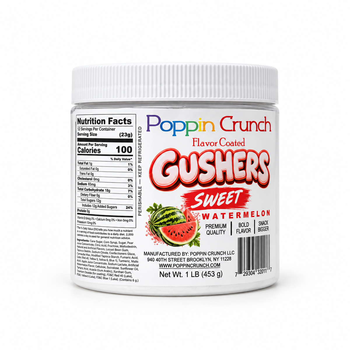 Poppin Crunch 1 LB Flavor-Coated Gushers – Intense Sweet & Sour Candy, Multiple Flavors