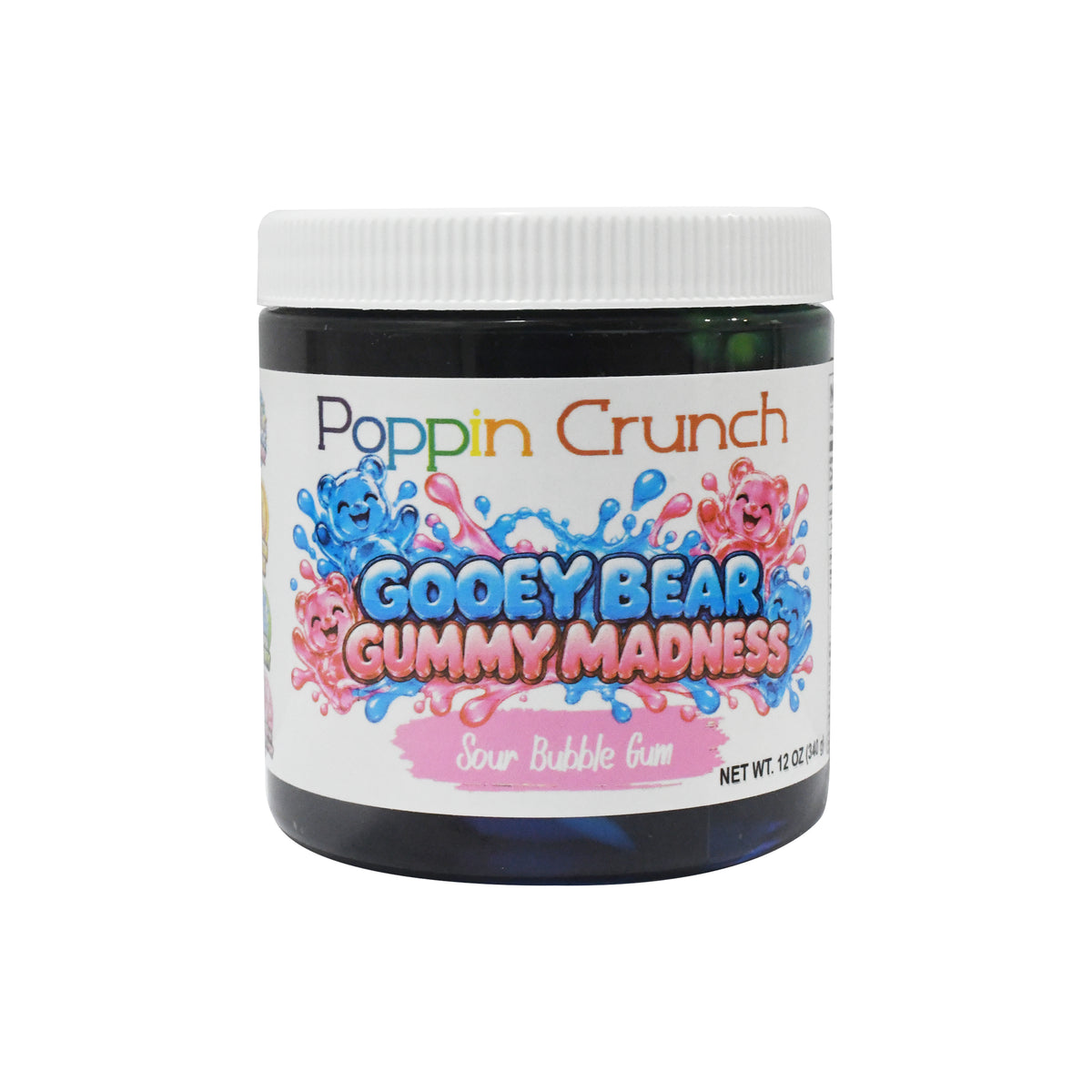 Poppin Crunch Gooey Bear Gummy Madness – Flavor-Infused Gummy Bears | 8 Delicious Flavors | Sweet or Sour | 12 oz Jar