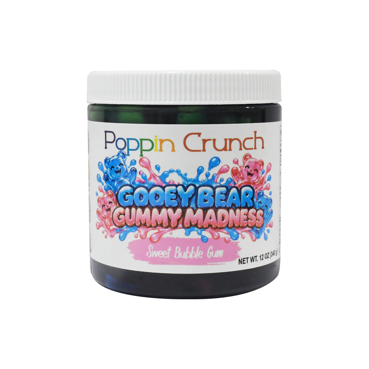 Poppin Crunch Gooey Bear Gummy Madness – Flavor-Infused Gummy Bears | 8 Delicious Flavors | Sweet or Sour | 12 oz Jar
