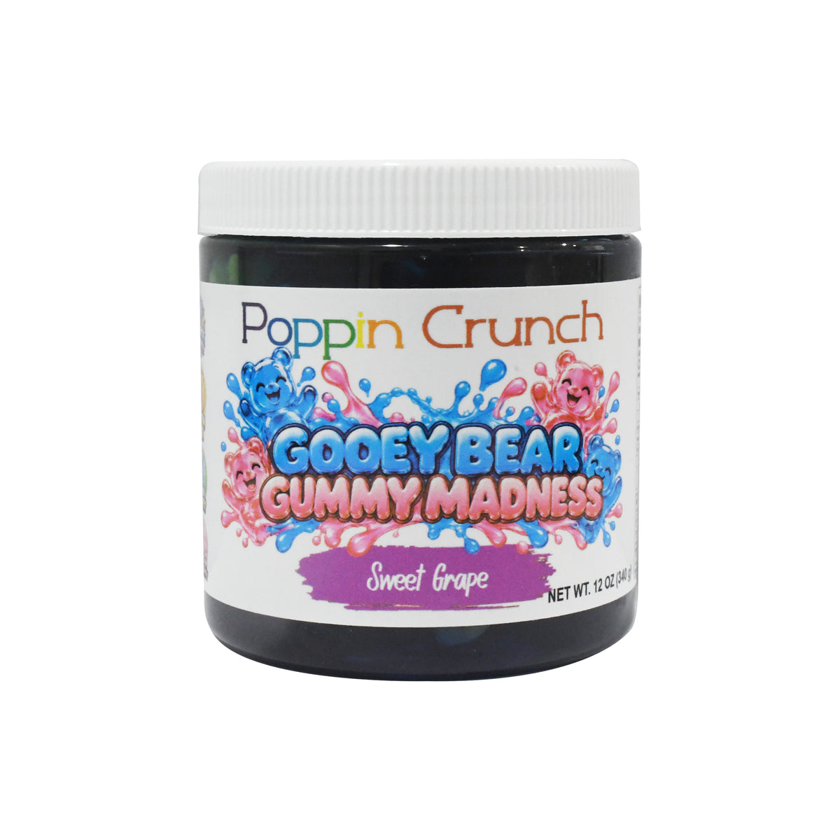Poppin Crunch Gooey Bear Gummy Madness – Flavor-Infused Gummy Bears | 8 Delicious Flavors | Sweet or Sour | 12 oz Jar
