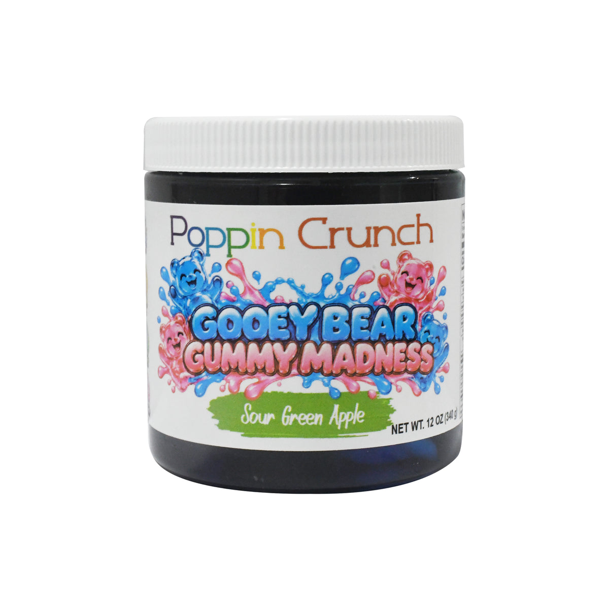 Poppin Crunch Gooey Bear Gummy Madness – Flavor-Infused Gummy Bears | 8 Delicious Flavors | Sweet or Sour | 12 oz Jar