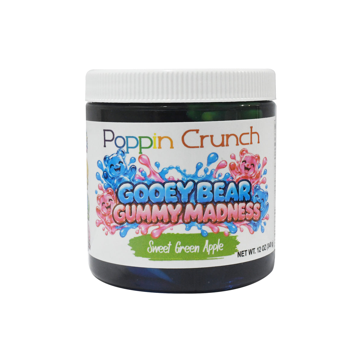 Poppin Crunch Gooey Bear Gummy Madness – Flavor-Infused Gummy Bears | 8 Delicious Flavors | Sweet or Sour | 12 oz Jar