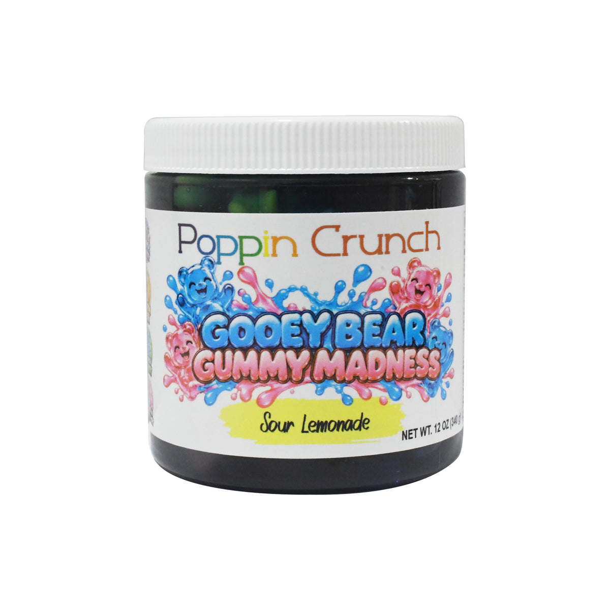 Poppin Crunch Gooey Bear Gummy Madness – Flavor-Infused Gummy Bears | 8 Delicious Flavors | Sweet or Sour | 12 oz Jar