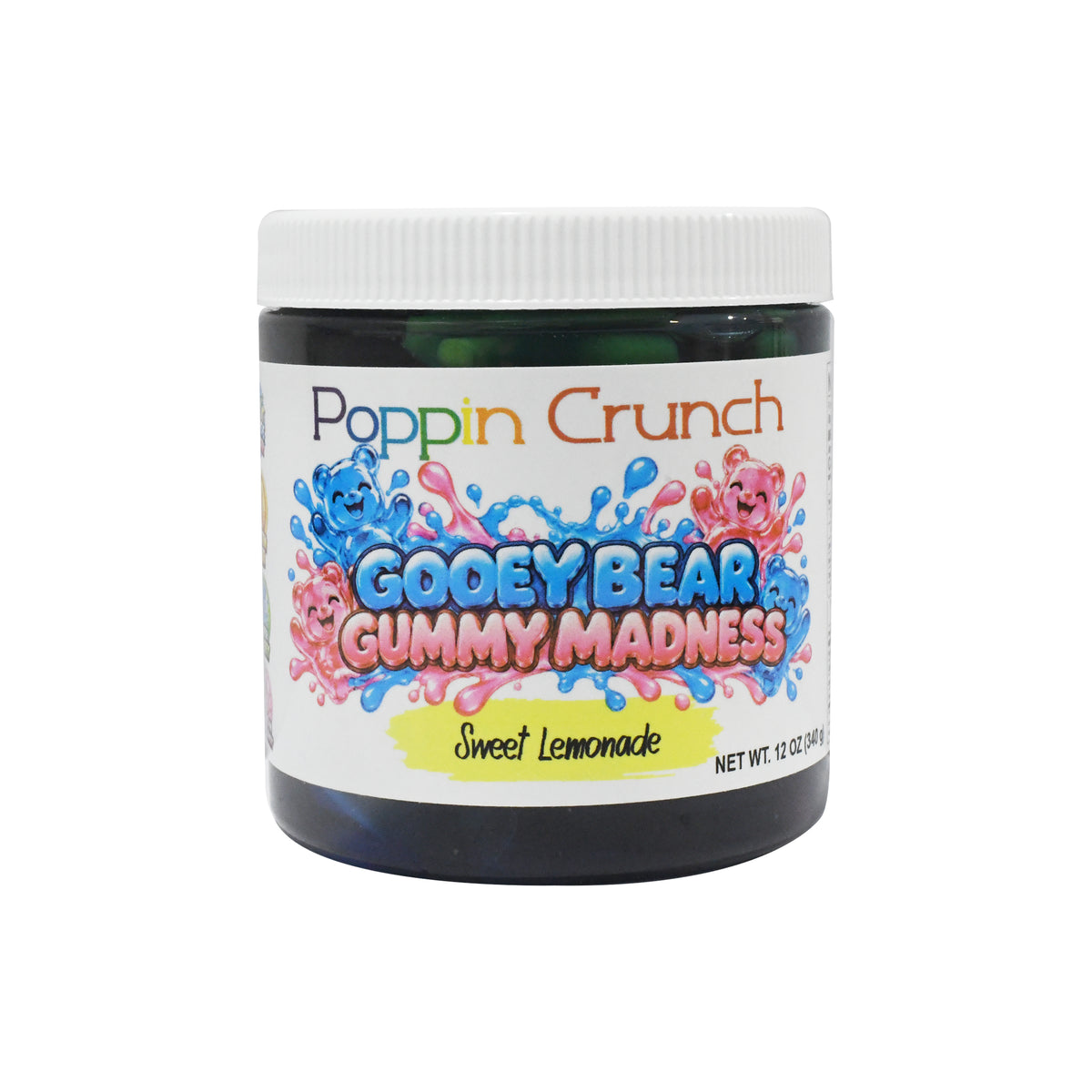 Poppin Crunch Gooey Bear Gummy Madness – Flavor-Infused Gummy Bears | 8 Delicious Flavors | Sweet or Sour | 12 oz Jar