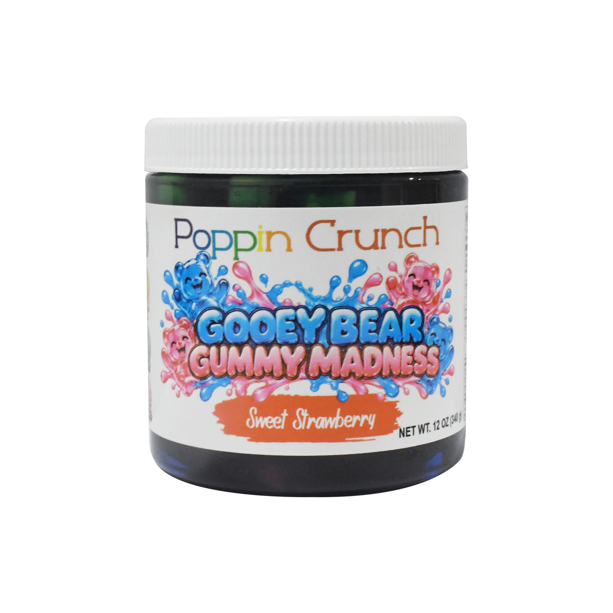 Poppin Crunch Gooey Bear Gummy Madness – Flavor-Infused Gummy Bears | 8 Delicious Flavors | Sweet or Sour | 12 oz Jar