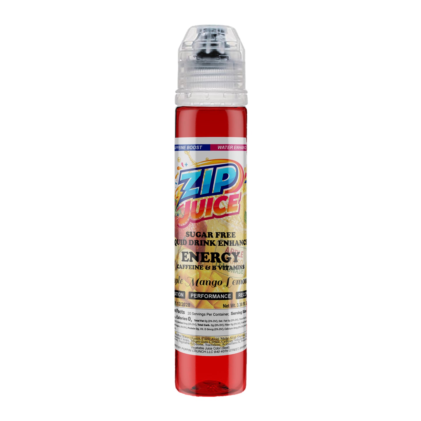 Zip Juice On The Go Sugar Free Water Enhancer with Caffeine and B Vitamins