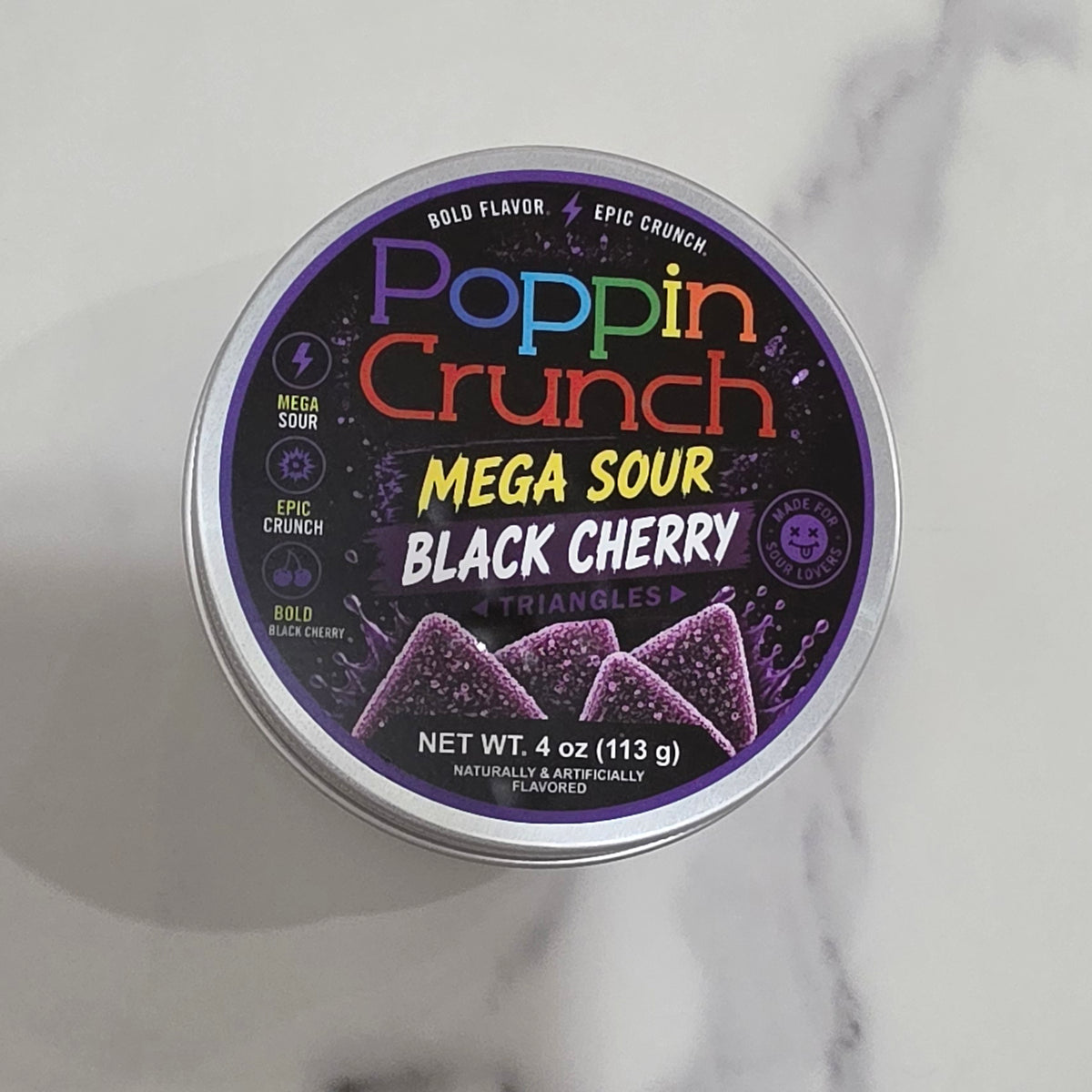 Poppin Crunch Sugar Free Mega Sour Candy Triangles
