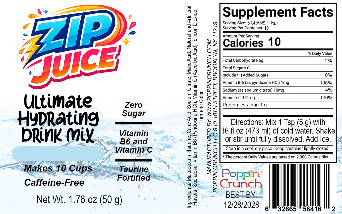 ZIP JUICE Caffeine-Free Sugar-Free Drink Mix – Refreshing Flavor Anytime for Easy Daily Hydration