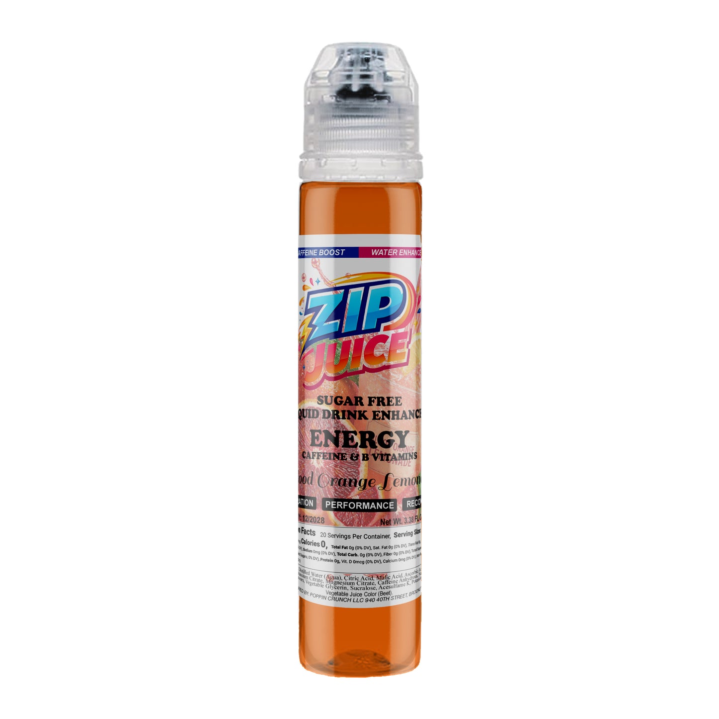 Zip Juice On The Go Sugar Free Water Enhancer with Caffeine and B Vitamins