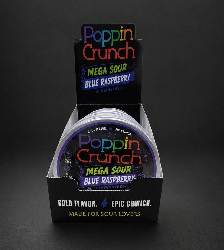 Poppin Crunch 5 Pack Retail Ready Sugar Free Mega Sour Candy Triangles
