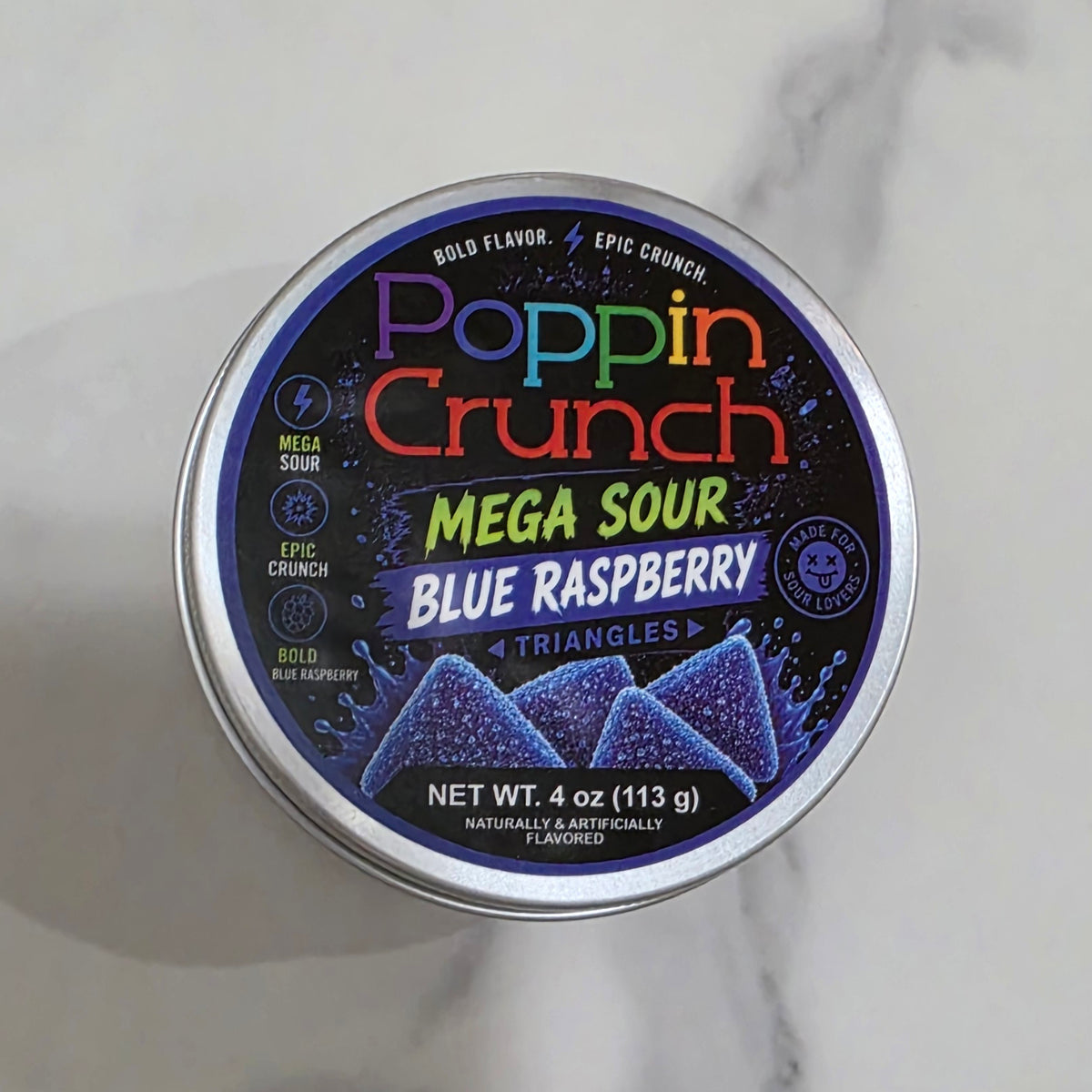 Poppin Crunch Sugar Free Mega Sour Candy Triangles