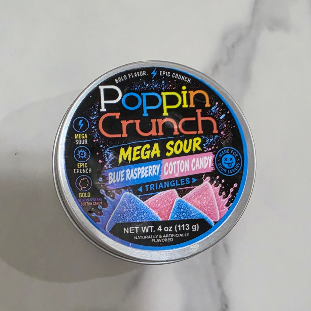 Poppin Crunch Sugar Free Mega Sour Candy Triangles