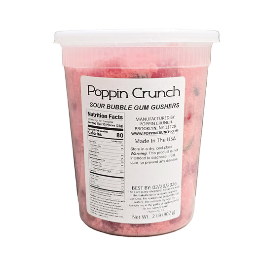 Poppin Crunch Bubble Gum Gushers Candy Snacks 1 - 2 LBS - Choice of Sweet or Sour Bonbon Candies Corn Sugar
