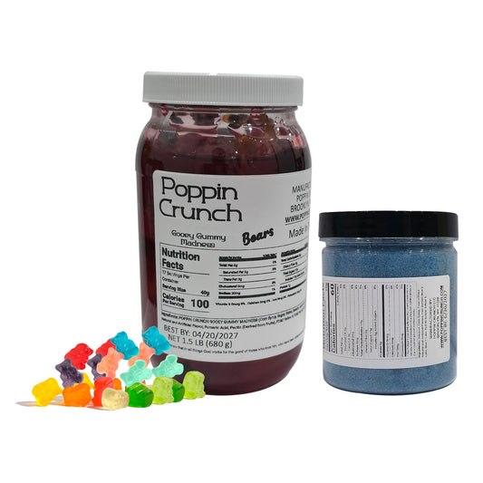 Poppin Crunch 1.5 LB Gooey Gummy Bear Madness Bundle Mini Gummy Bears Soaked In Gooey Liquid Candy - 40 Flavor Options