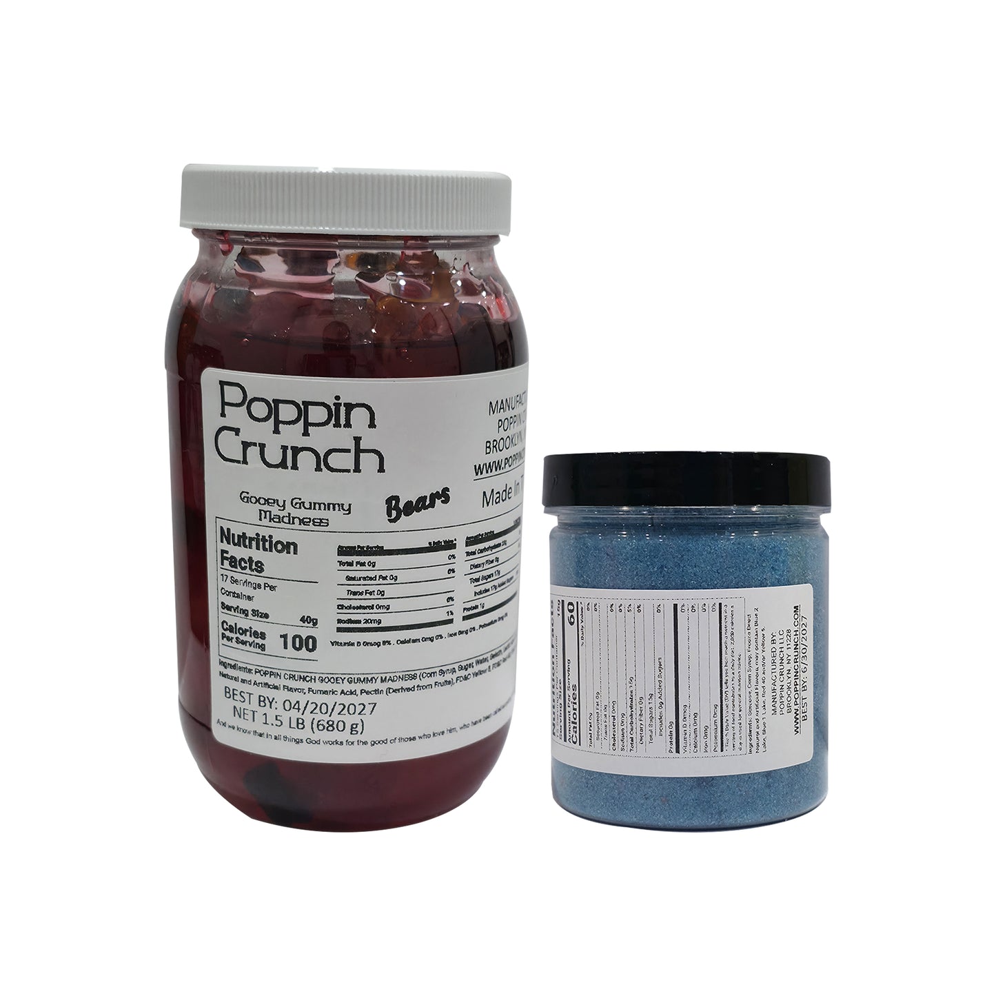 Poppin Crunch 1.5 LB Gooey Gummy Bear Madness Bundle Mini Gummy Bears Soaked In Gooey Liquid Candy - 40 Flavor Options