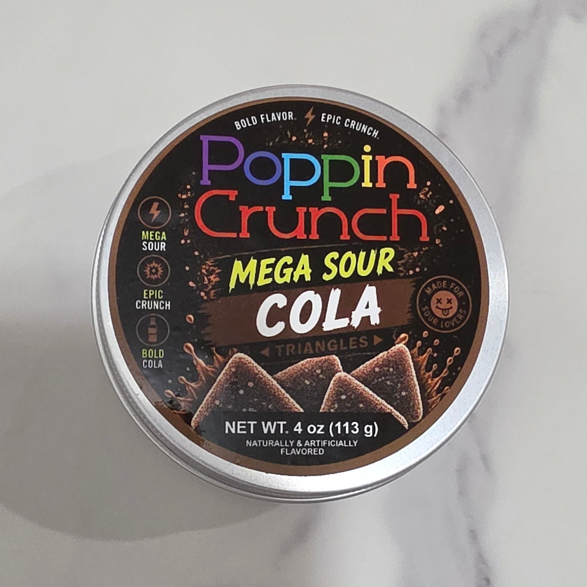 Poppin Crunch Sugar Free Mega Sour Candy Triangles