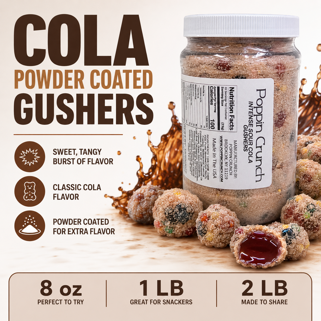 Poppin Crunch Intense Cola Gushers - Choice of Sweet or Sour