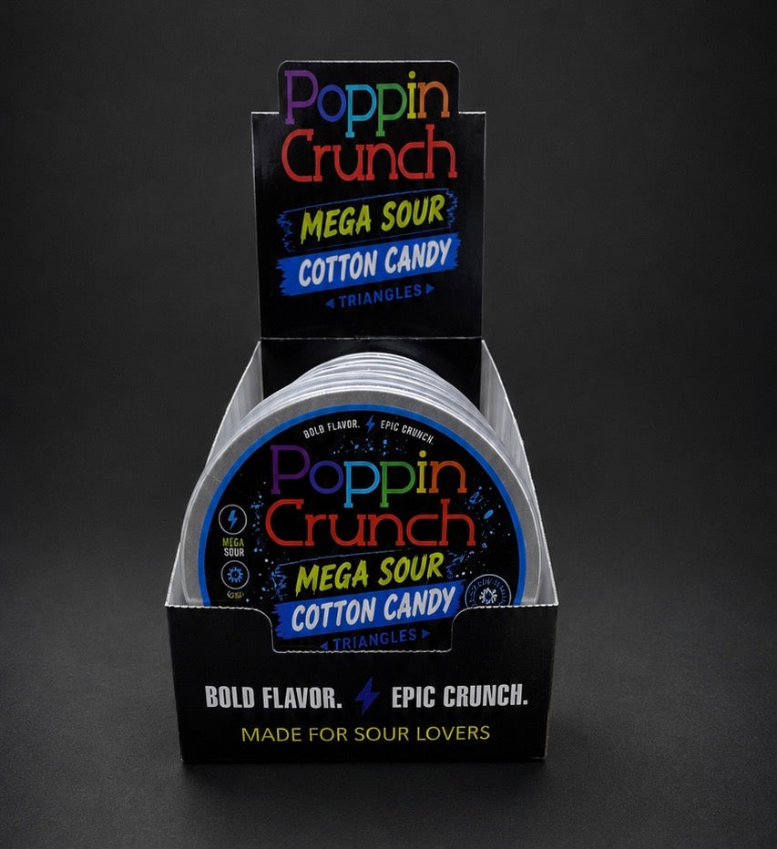 Poppin Crunch 5 Pack Retail Ready Sugar Free Mega Sour Candy Triangles