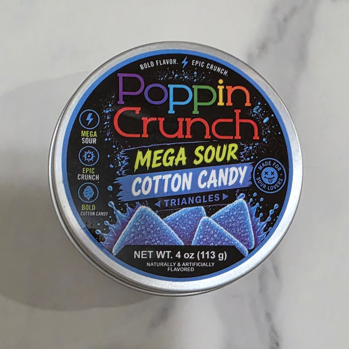 Poppin Crunch Sugar Free Mega Sour Candy Triangles