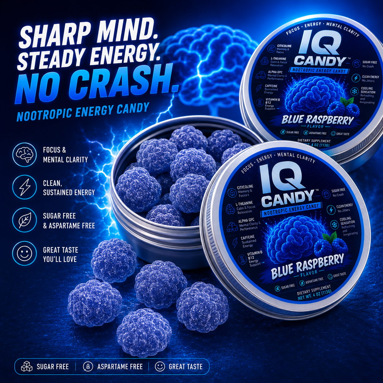 IQ Candy™ Blue Raspberry Nootropic Energy Candy