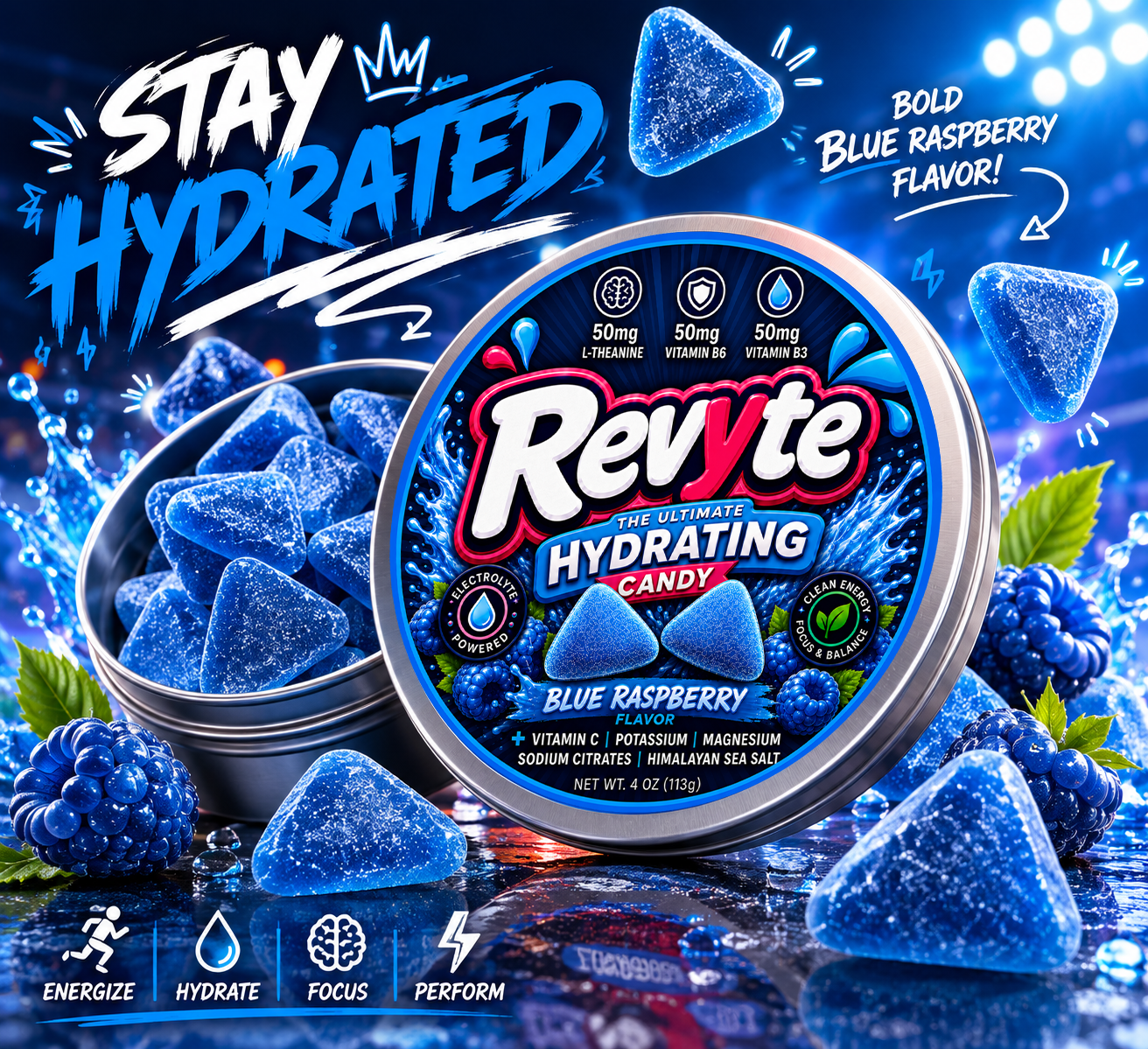 Revyte™ Blue Raspberry Hydrating Candy