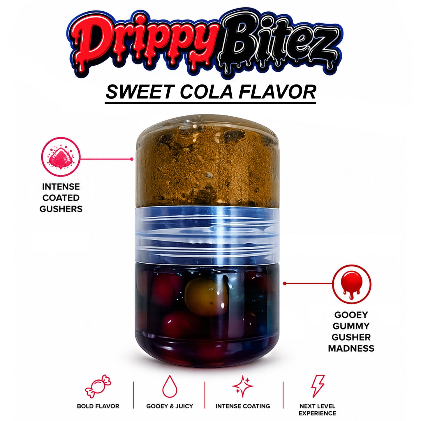 Drippy Bitez Combo – Gooey Gummy Gusher Madness & Intense Powder Coated Gushers Candy Mix – Sweet, Sour, Juicy & Flavor Packed Treat